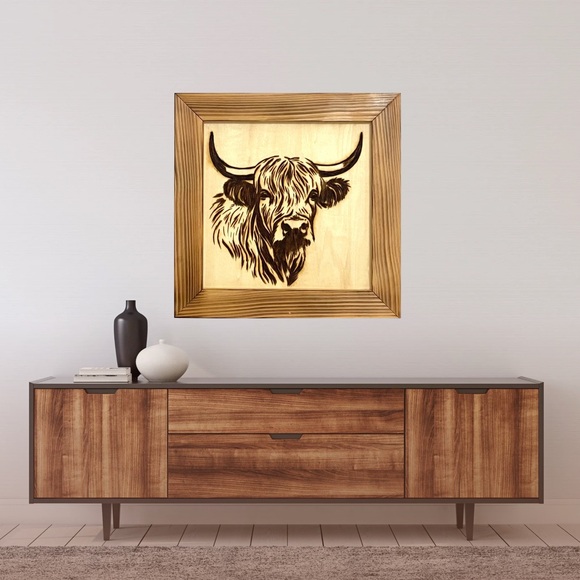 Highland cow boho wall art - Picture 1 of 2